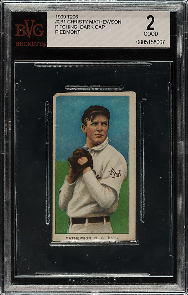 1909-1911 T206 White Border Christy Mathewson Dark Cap BVG GOOD 2
