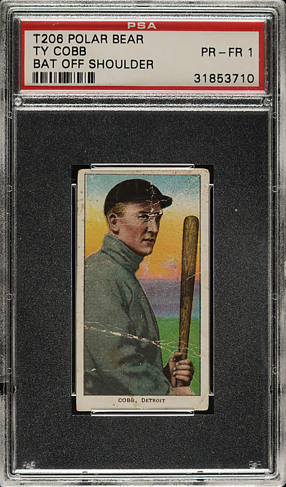 1909-1911 T206 White Border Ty Cobb Bat Off Shoulder PSA POOR 1 - Polar Bear Back