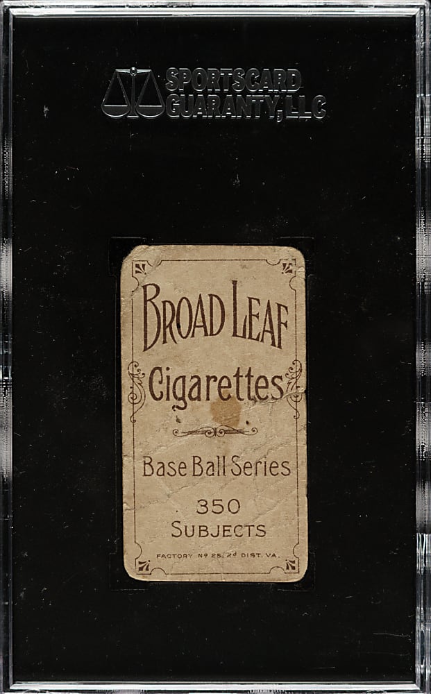 1909-1911 T206 White Border Jesse Tannehill SGC POOR 10 - Broad Leaf 350 Back