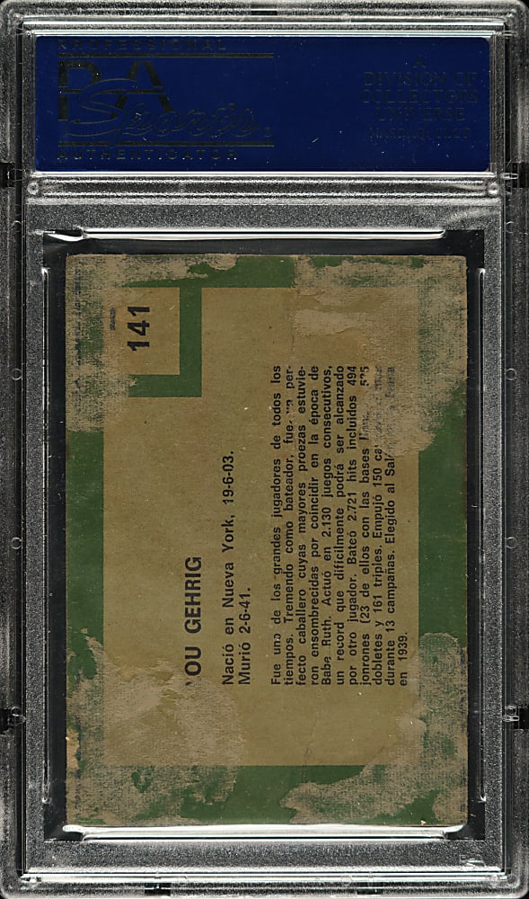 1967 Topps Venezuela "Retirado" #141 Lou Gehrig PSA POOR 1