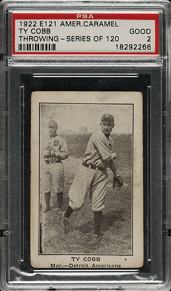 1922 E121 American Caramel (Series of 120) Ty Cobb Throwing PSA GOOD 2