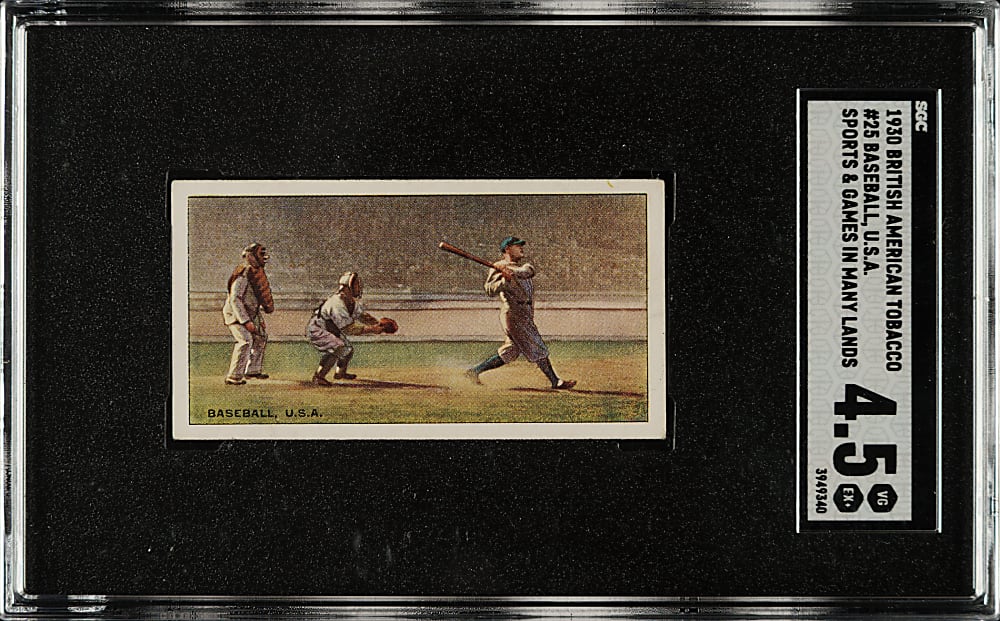 1930 British American Tobacco "Sports and Games in Many Lands"#25 Baseball with Babe Ruth SGC VG/EX+ 4.5