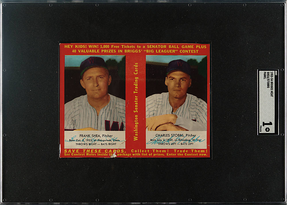 1953-1954 Briggs Meats Frank Shea/Charles Stobbs Uncut Panel SGC POOR 1