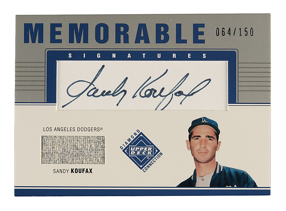 2002 Upper Deck Diamond Connection Memorable Signatures Jersey #J-SK Sandy Koufax #64/150