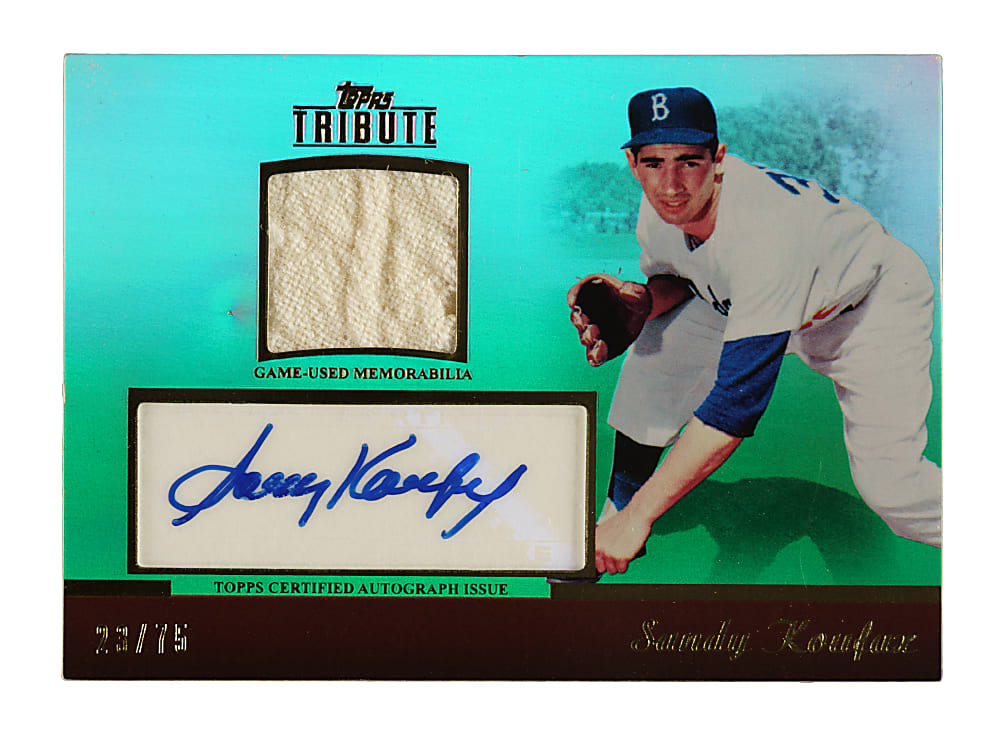 2011 Topps Tribute Autograph Relic #TAR-SK Sandy Koufax Green #23/75