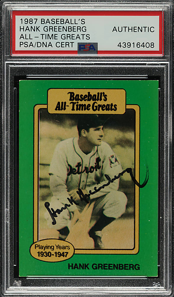 Signed 1987 Baseball's All-Time Greats Hank Greenberg - PSA/DNA - 1 of 1!
