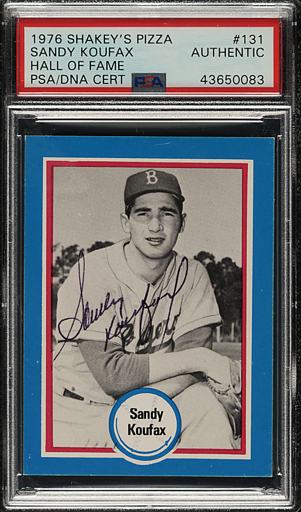 Signed 1976 Shakey's Pizza Hall of Fame #131 Sandy Koufax - PSA/DNA