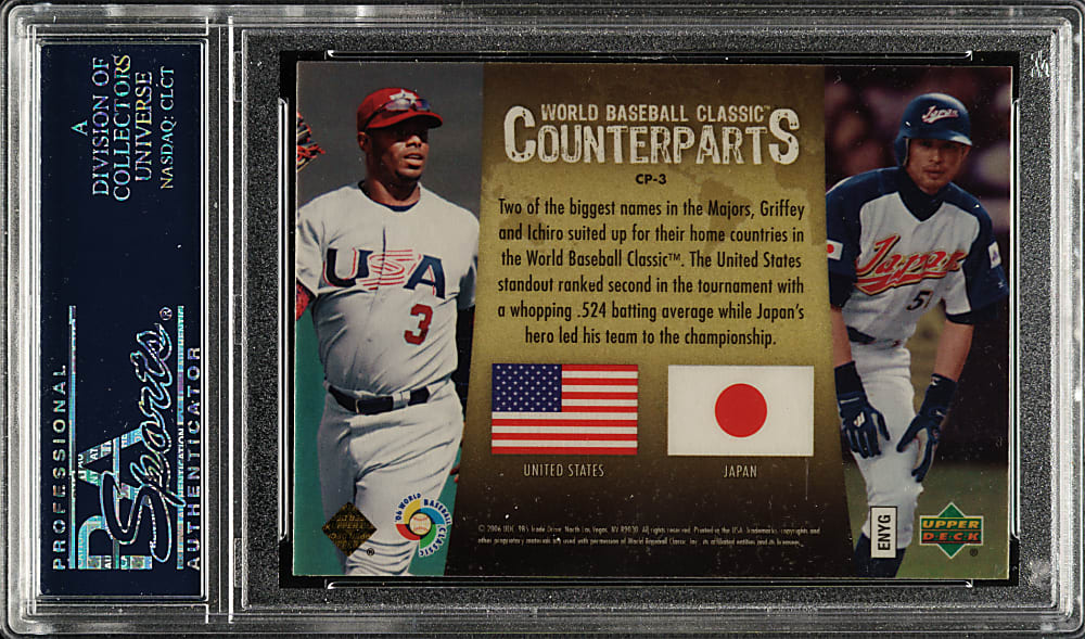 Signed 2006 Upper Deck Special F/X World Baseball Classic Counterparts #CP-3 Ichiro Suzuki/Ken Griffey Jr. - PSA/DNA