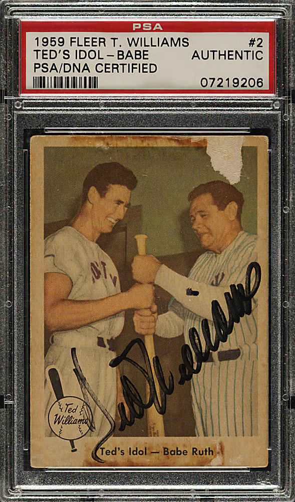 Signed 1959 Fleer Ted Williams #2 "Ted's Idol-Babe Ruth" - PSA/DNA