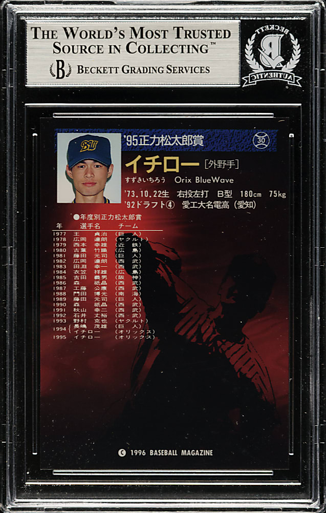 Signed 1996 BBM Japan #30 Ichiro Suzuki - Beckett
