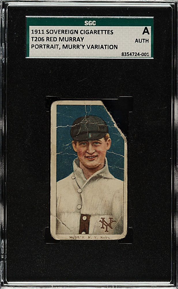 1909-1911 T206 White Border Red Murray Portrait - Extremely Rare Murr'y Variation - Sovereign 460 Back