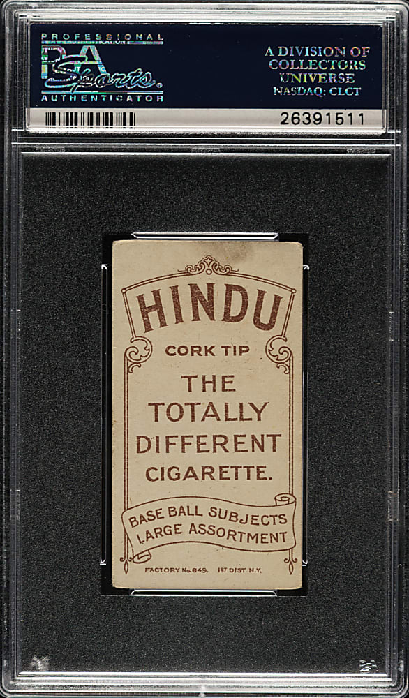 1909-1911 T206 White Border Barney Pelty Horizontal PSA VG 3 - Brown Hindu Back