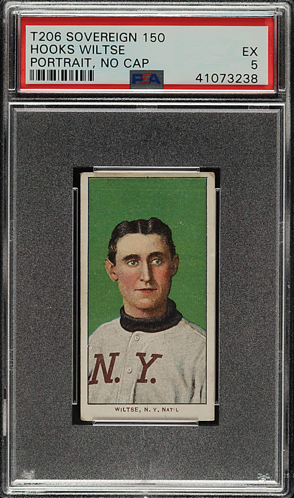 1909-1911 T206 White Border Hooks Wiltse Portrait No Cap PSA EX 5 - Sovereign 150 Back - 1 of 1 - Highest Graded!