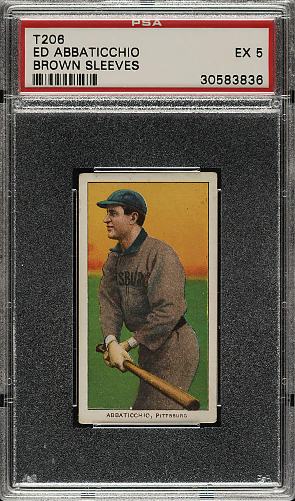 1909-1911 T206 White Border Ed Abbaticchio Brown Sleeves PSA EX 5 - Sovereign 150 Back - 1 of 1 - Highest Graded!