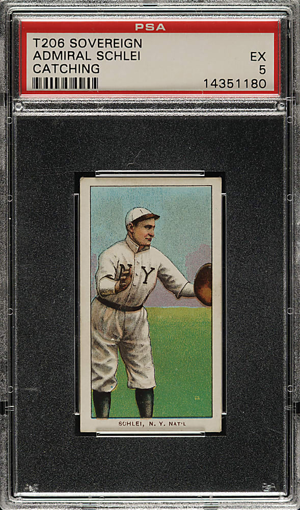 1909-1911 T206 White Border Admiral Schlei Catching PSA EX 5 - Sovereign 150 Back - 1 of 1 - Highest Graded!