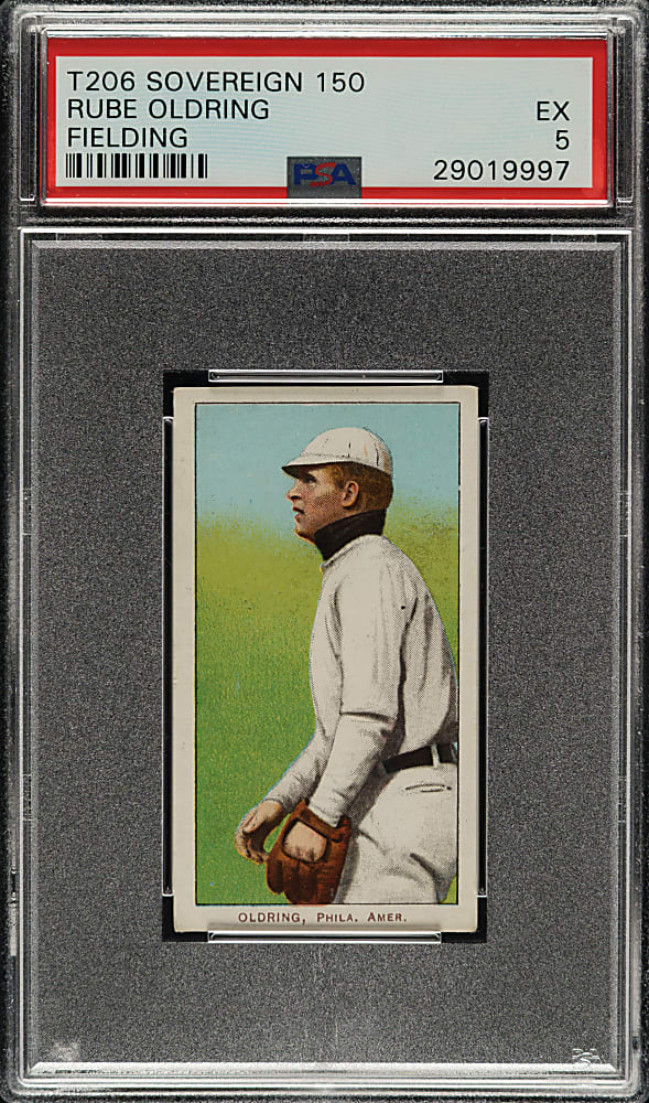 1909-1911 T206 White Border Rube Oldring Fielding PSA EX 5 - Sovereign 150 Back - 1 of 1 - Highest Graded!