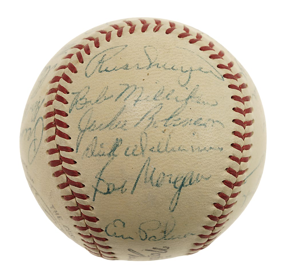 1953 Brooklyn Dodgers National League Champions Team-Signed Baseball with Jackie Robinson, Roy Campanella, and Gil Hodges - JSA