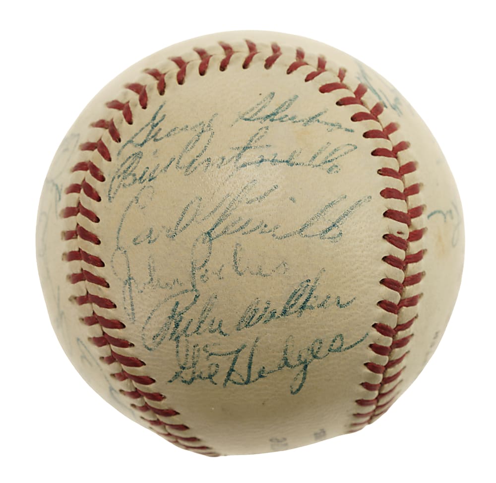 1953 Brooklyn Dodgers National League Champions Team-Signed Baseball with Jackie Robinson, Roy Campanella, and Gil Hodges - JSA