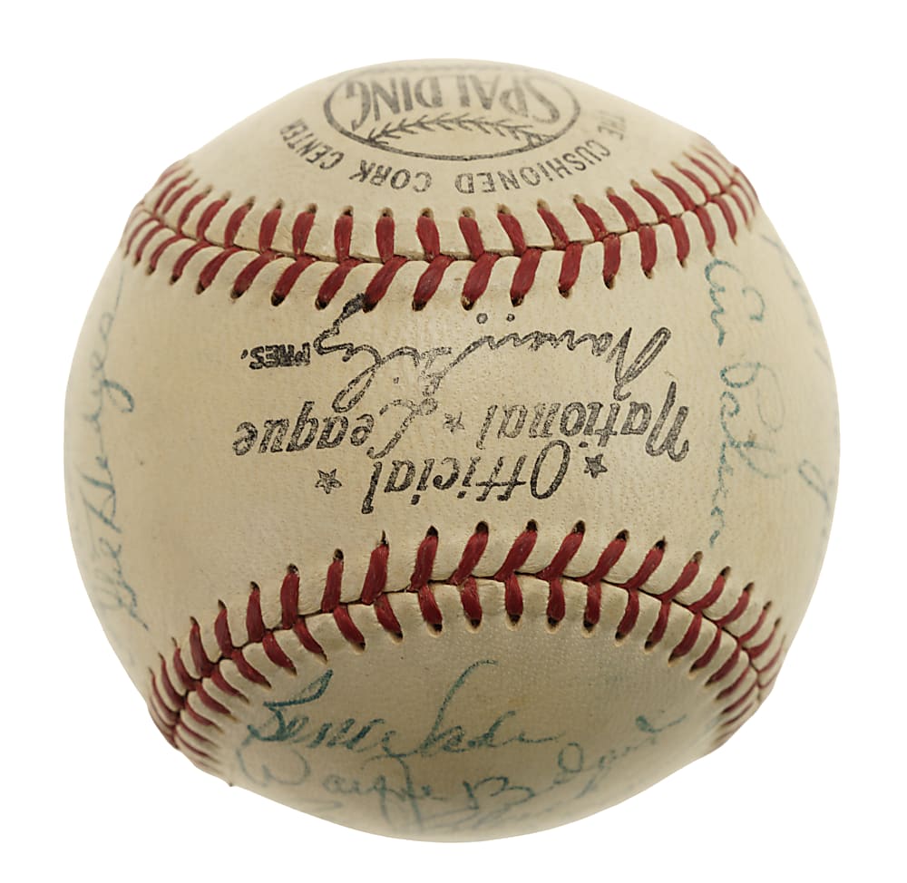 1953 Brooklyn Dodgers National League Champions Team-Signed Baseball with Jackie Robinson, Roy Campanella, and Gil Hodges - JSA
