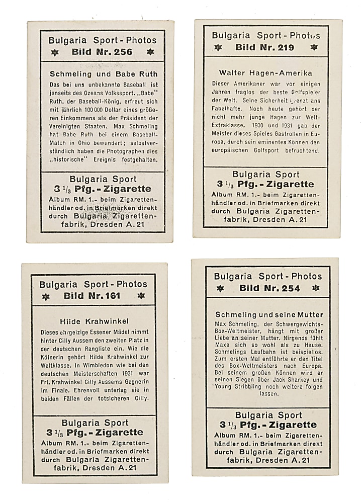 1932 German "Bulgaria Sports-Photos" Complete Set (272) Including Babe Ruth and Walter Hagan