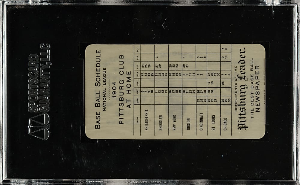 1904 Honus Wagner Pittsburg Leader Celluloid Pocket Schedule SGC EX/NM 80