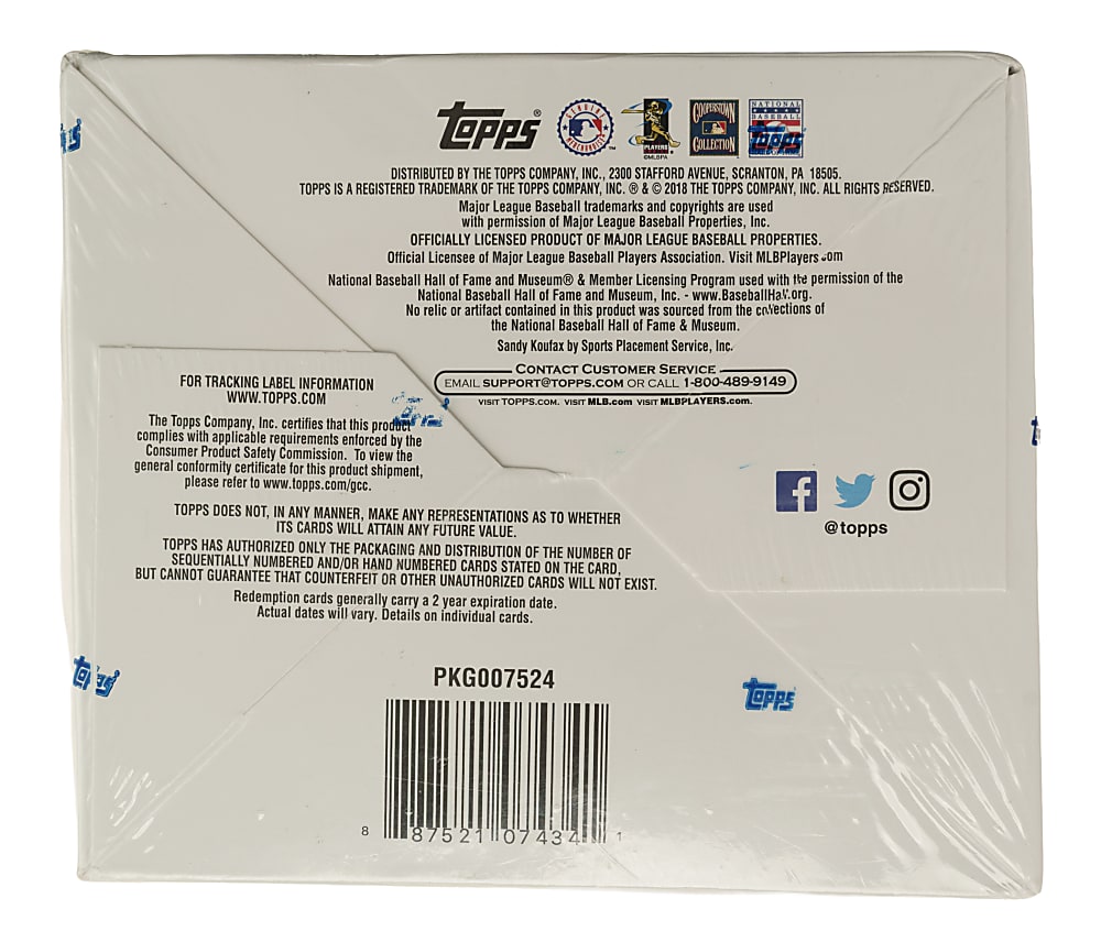 2018 Topps Update Factory-Sealed Unopened Jumbo Hobby Box (10 Packs) - Shohei Ohtani, Juan Soto, and Ronald Acuna Jr. Rookie Year