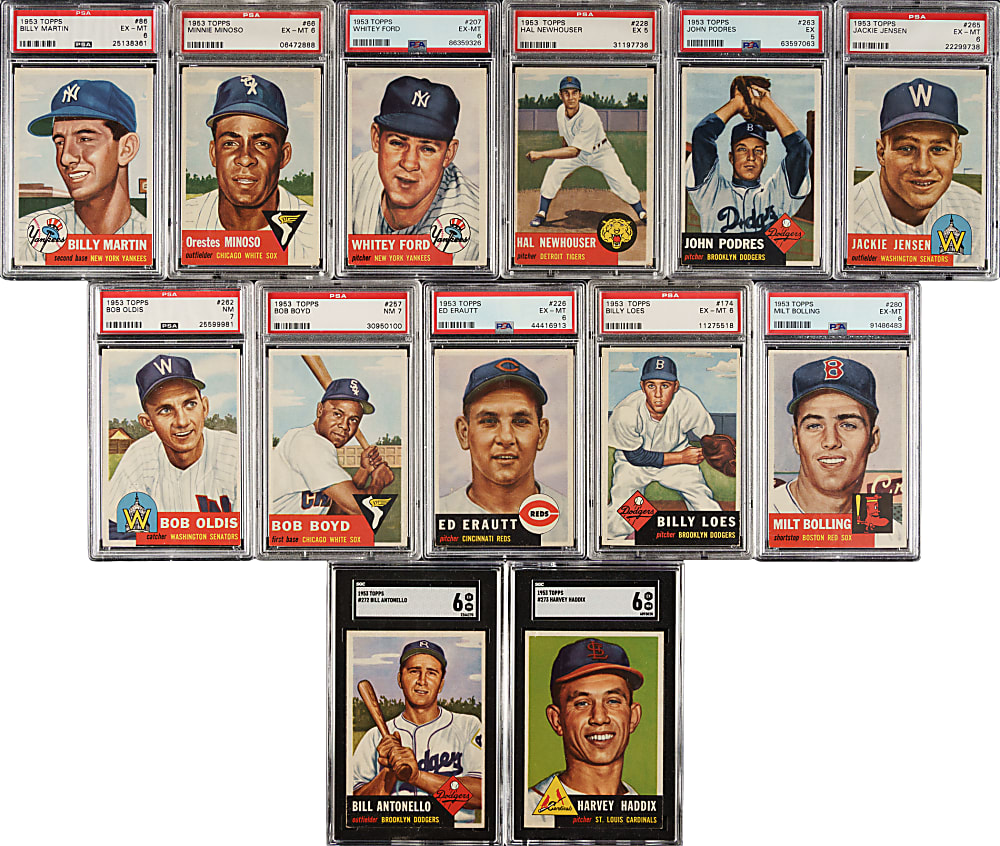1953 Topps Complete Set (274) Including 24 PSA- and SGC-Graded Cards