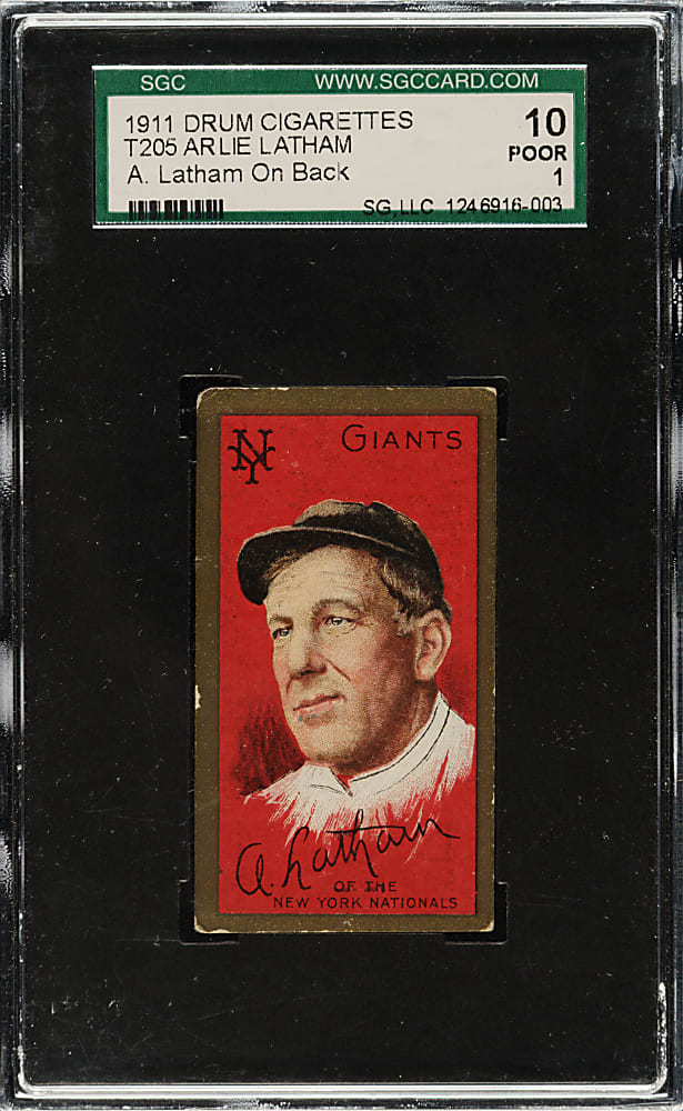1911 T205 Gold Border Arlie Latham (A. Latham on Back) SGC POOR 10 - Rare Drum Back!