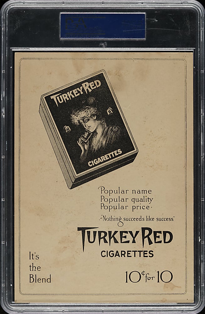 1911 T3 Turkey Red #91 Tom Downey PSA VG-EX 4 - Advertising Back