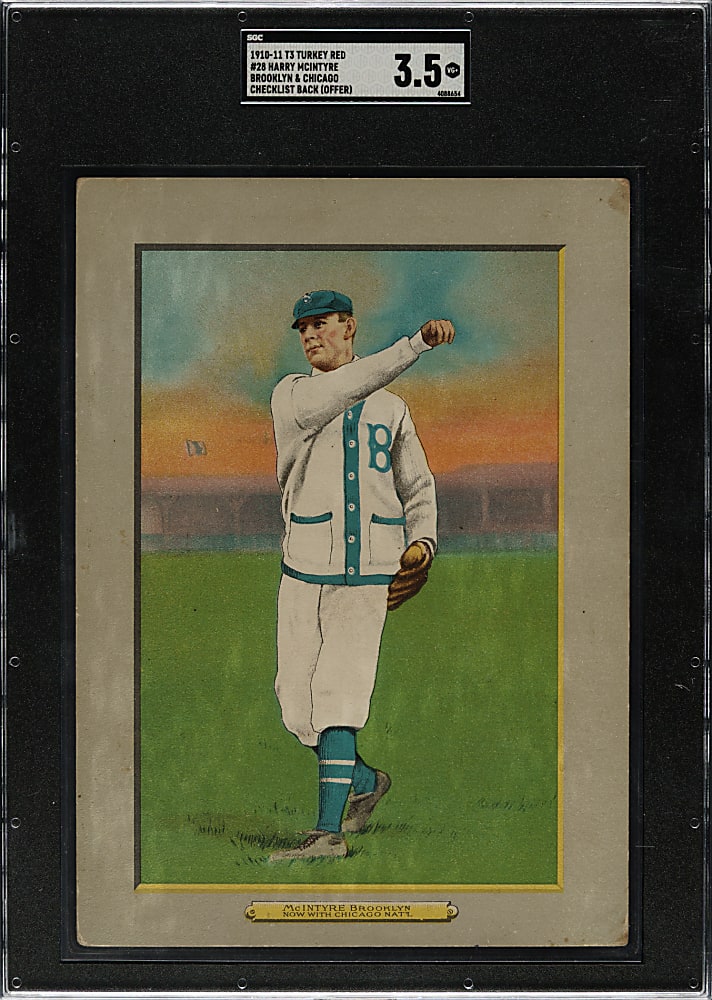 1911 T3 Turkey Red #28 Harry McIntyre Brooklyn & Chicago SGC VG+ 3.5