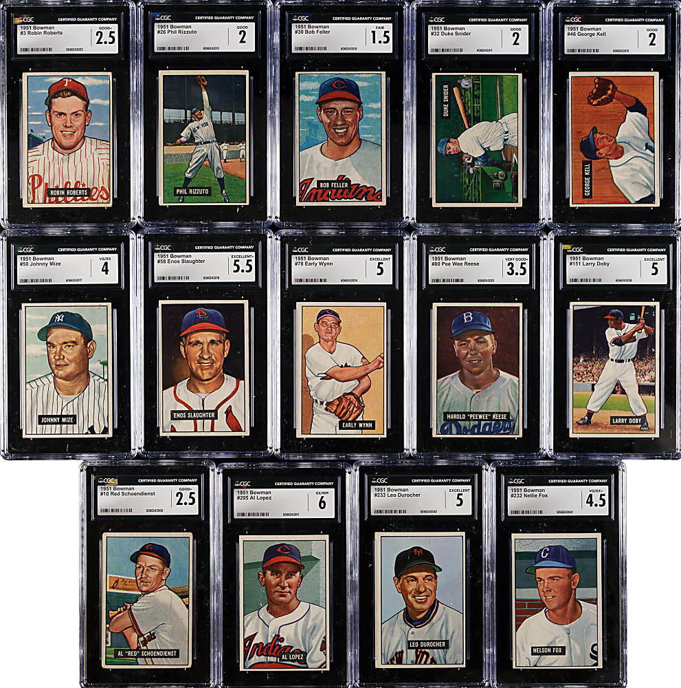 1951 Bowman Near-Complete Set (313/324) Including 45 CGC-Graded Cards