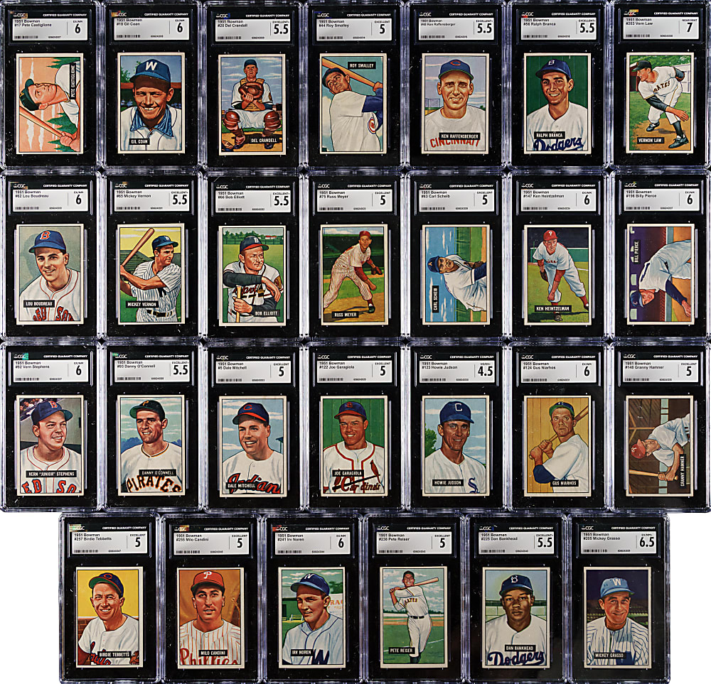 1951 Bowman Near-Complete Set (313/324) Including 45 CGC-Graded Cards