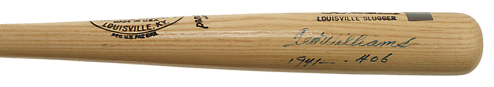 Ted Williams Signed Bat with Rare "1941 - .406" Inscription - JSA