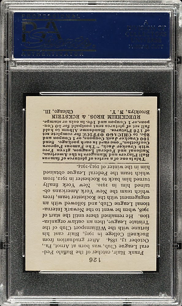 1915 E145 Cracker Jack #126 Walter Blair PSA EX 5