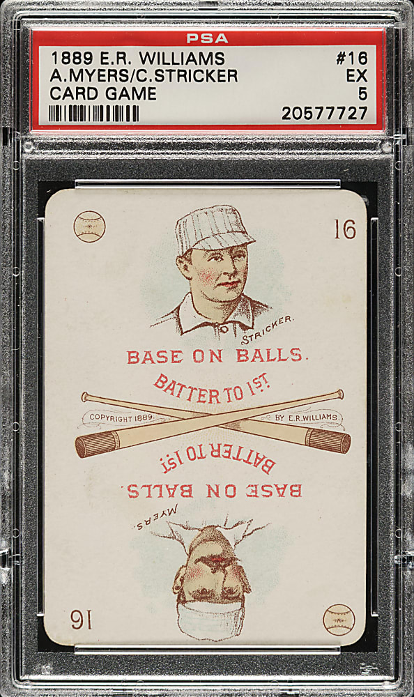 1889-1890 E. R. Williams #16 Al Myers/Cub Stricker PSA EX 5