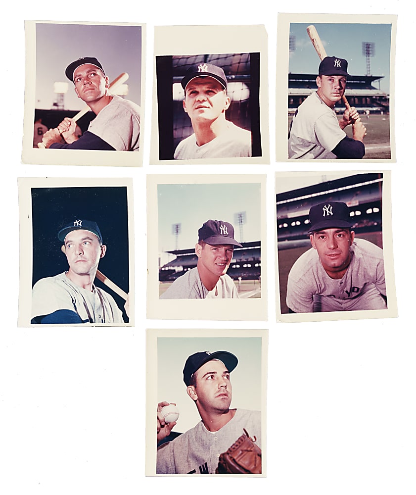 1963 Post Cereal/Jell-O New York Yankees Original Hand-Cut Production Photograph Collection (11) Including Mickey Mantle and Roger Maris