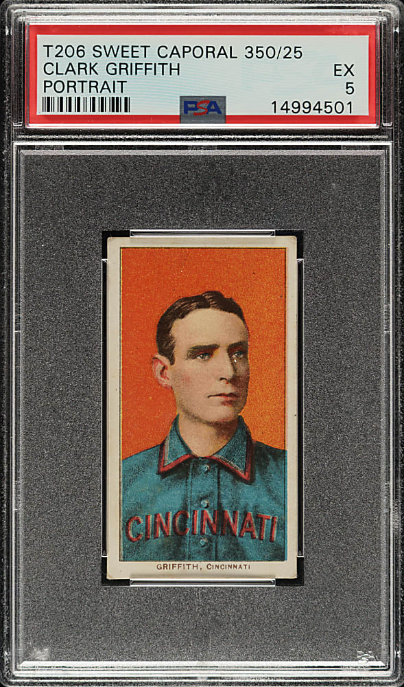 1909-1911 T206 White Border Clark Griffith Portrait PSA EX 5