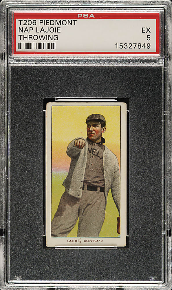 1909-1911 T206 White Border Nap Lajoie Throwing PSA EX 5