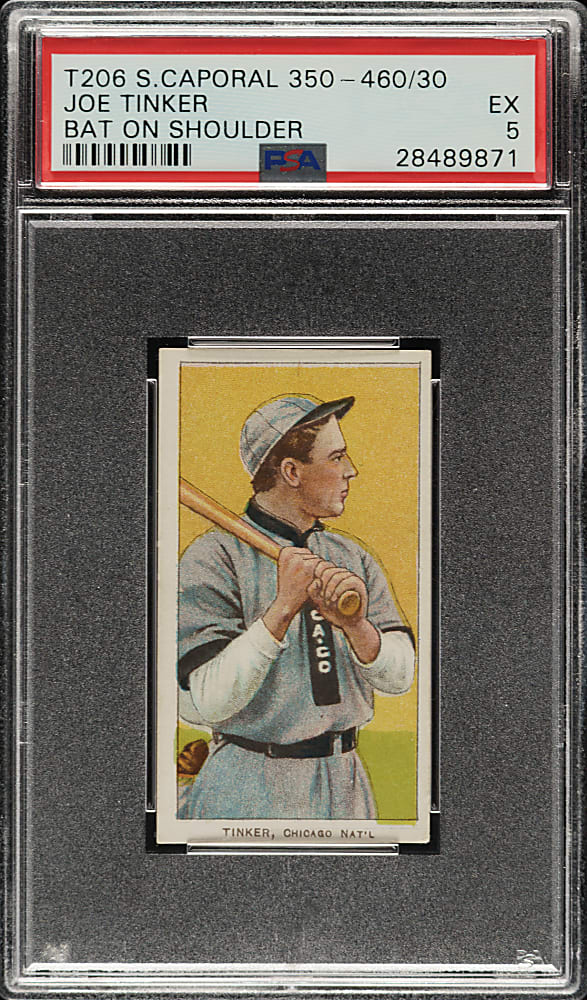 1909-1911 T206 White Border Joe Tinker Bat On Shoulder PSA EX 5