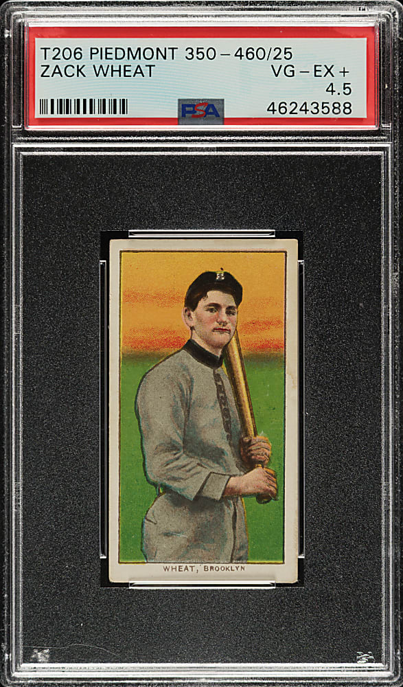 1909-1911 T206 White Border Zack Wheat Rookie PSA VG-EX+ 4.5