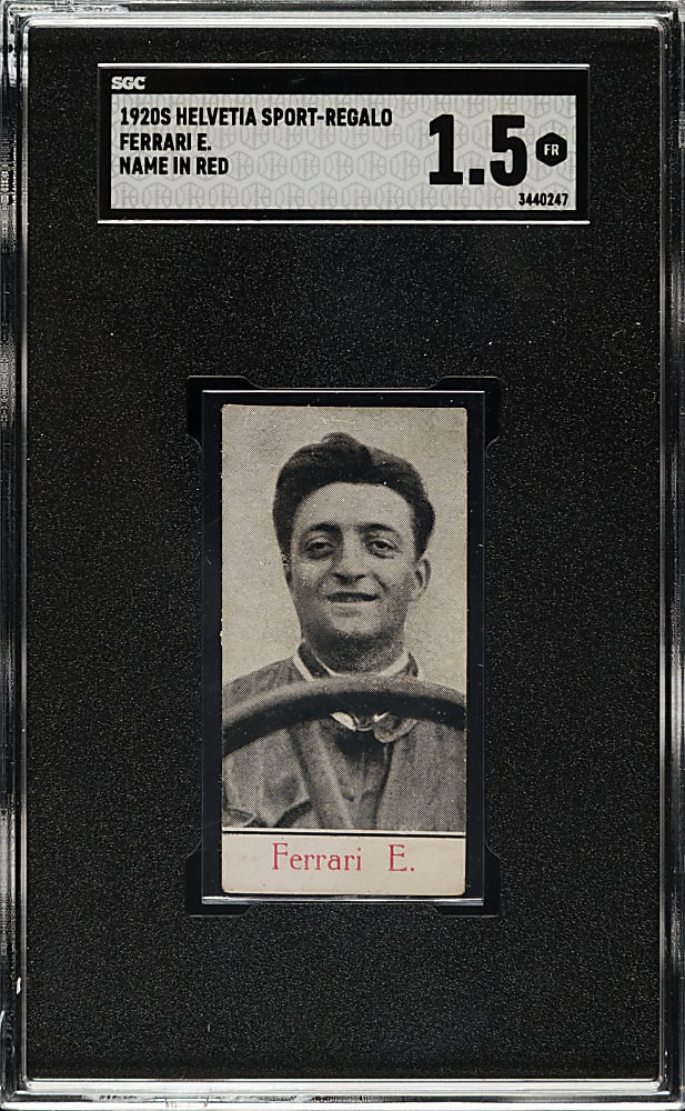 Circa 1924-1925 Cioccolato Helvetia Sport-Regalo Enzo Ferrari Red Name Rookie SGC FAIR 1.5
