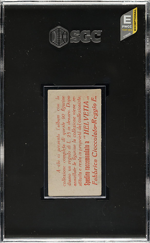 Circa 1924-1925 Cioccolato Helvetia Sport-Regalo Enzo Ferrari Red Name Rookie SGC FAIR 1.5