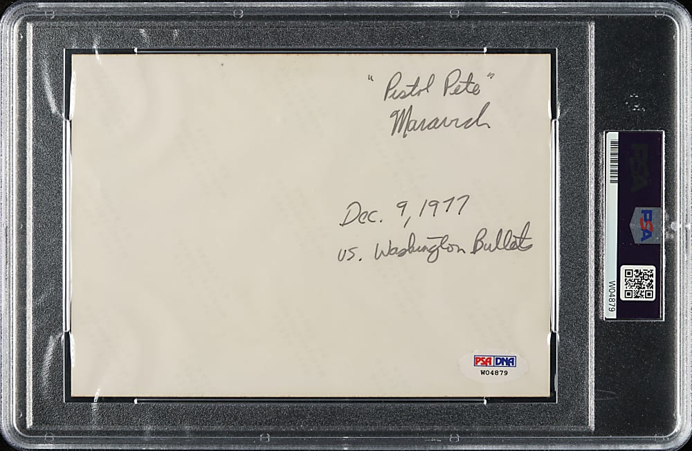 Circa 1977 Pete Maravich Signed Original Photograph PSA/DNA Type I with NM-MT 8 Signature