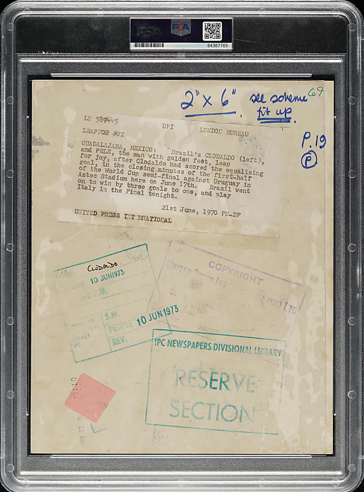 1970 Pelé World Cup Original United Press International Photograph PSA/DNA Type I