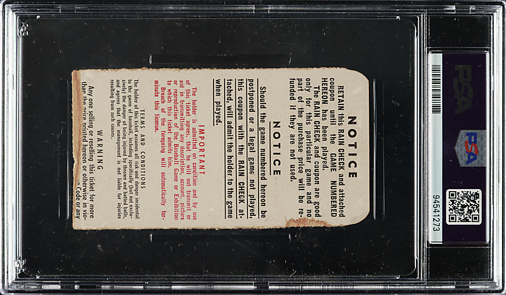 1951 New York Yankees (vs. New York Giants) World Series Game 2 Ticket Stub PSA VG-EX 4 - Mickey Mantle First World Series Hit - Highest Graded!