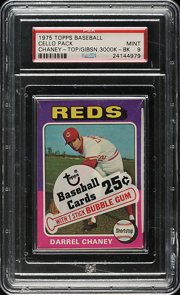 1975 Topps Unopened Cello Pack PSA MINT 9 - Bob Gibson Highlights on Back