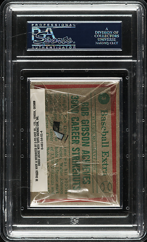 1975 Topps Unopened Cello Pack PSA MINT 9 - Bob Gibson Highlights on Back