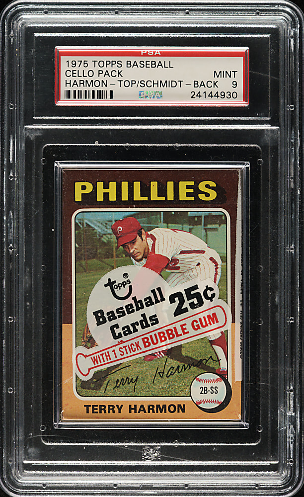 1975 Topps Unopened Cello Pack PSA MINT 9 - Mike Schmidt on Back
