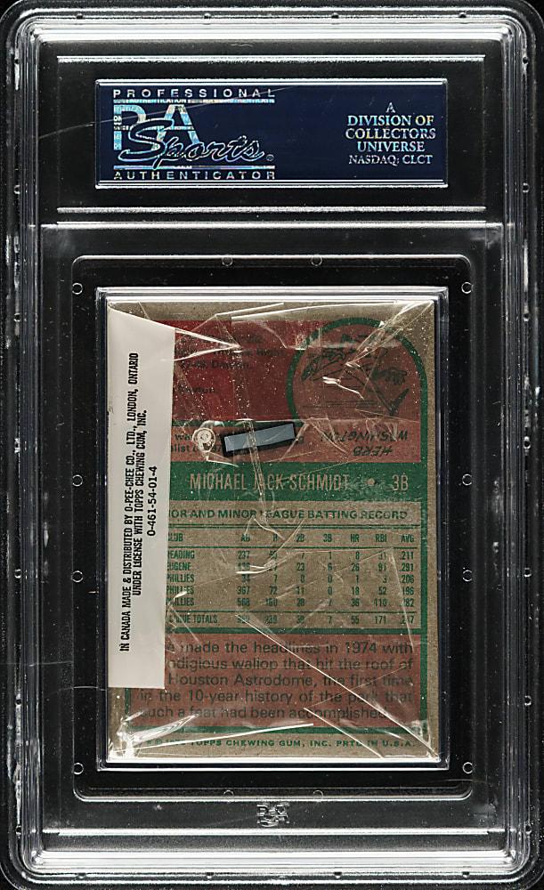 1975 Topps Unopened Cello Pack PSA MINT 9 - Mike Schmidt on Back