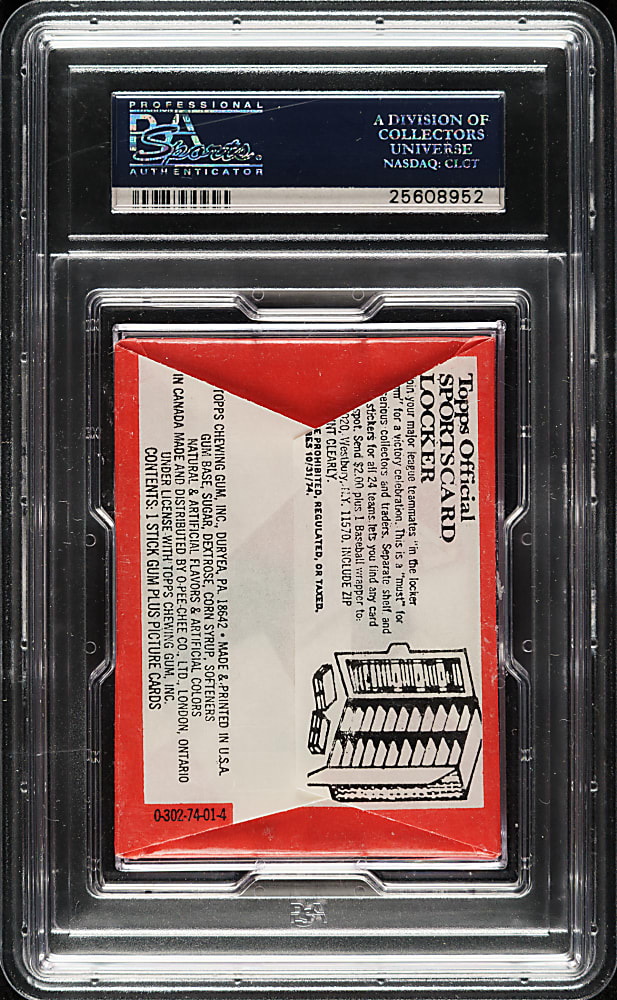1974 Topps Unopened Wax Pack PSA NM-MT 8